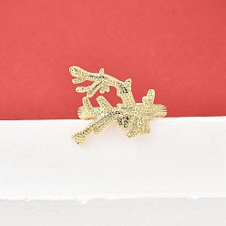 Другие Латунные кольца-манжеты для женщин, без кадмия и без свинца, реальный 18 k позолоченный, коралл, 19 мм