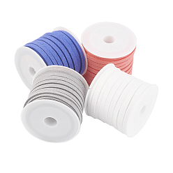 (52) Непрозрачная лаванда Шнуры из искусственной замши, искусственная замшевая кружева, разноцветные, 4x1.5 мм, около 5.46 ярдов (5 м) / рулон, 4 рулонов / набор