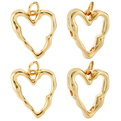 Настоящее золото 18K 14 латунные подвески шт., сердце прелести, с целью перехода в кольце, реальный 18 k позолоченный, 17x16x4 мм, отверстие : 3 мм