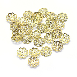 Raw(Unplated) Brass Bead Caps, Lead Free & Cadmium Free & Nickel Free, Multi-Petal, Raw(Unplated), 6x1mm, Hole: 1mm