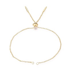 Настоящее золото 18K Изготовление регулируемых браслетов из латуни, Боло браслеты, без никеля , реальный 18 k позолоченный, 4-41/64 дюйм (11.8 см), 1.5 мм, отверстие : 1.4 мм