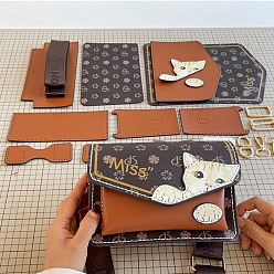 Сиена Наборы для изготовления милой кошачьей сумочки своими руками, включая искусственную кожу и металлическую фурнитуру, цвет охры, 195x140x60 мм