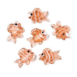 Сэнди Коричневый Бусы лэмпворк ручной работы, рыба, песчаный коричневый, 18~23x23~27x8.5~10 мм, отверстие : 1.5 мм, около 21~25 шт / нитка, 16.54~19.69 дюйм (42~50 см)