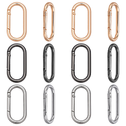 (52) Непрозрачная лаванда 12шт 3 цвета сплава пружинные затворные кольца, овальные, разноцветные, 50x24x5 мм, 4 шт / цвет