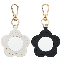 (52) Непрозрачная лаванда Вырезать полые 2 шт 2 цвета искусственная кожа подвесные украшения, со стеклянной зеркало, цветок, разноцветные, 105x55 мм, 1 шт / цвет