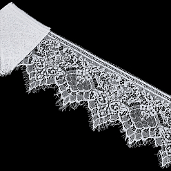 White 1Pc Spandex Lace Trim, White, 7-7/8 inch(200mm), about 3.28 Yards(3m)/Set