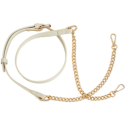 Beige 1Pc Imitation Leather Crossbody Purse Straps, with Alloy Curb Chains & Swivel Clasps, Light Gold, Beige, 1120~1270x15mm