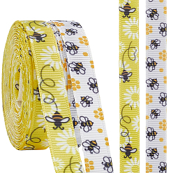 (52) Непрозрачная лаванда 2 рулоны 2 стили полиэстеровые ленты с принтом пчел, Подарочная упаковка, разноцветные, 3/8 дюйм (10 мм), около 5.00 ярдов (4.57 м) / рулон, 1 рулон / стиль