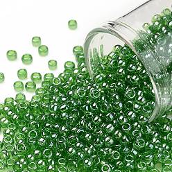 (108) Transparent Luster Lime Green Тохо 8/0 круглые бусины, японский бисер, (108) прозрачный блеск салатовый, 8/0, 3 мм, отверстие : 1 мм, Около 222 шт / 10 г