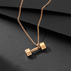 Золотой Гантель 304 подвеска из нержавеющей стали ожерелья, золотые, 25.59 дюйм (65 см)