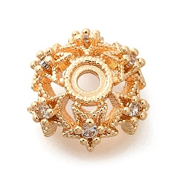 Light Gold Покрытие стойки латунь микро паве прозрачные колпачки из кубического циркония, долговечный, без свинца и без кадмия, золотой свет, пригодный для стразов 3 мм, 11x4 мм, отверстие : 1.9 мм