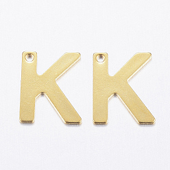 Letter K 304 прелести нержавеющей стали, letter.k, реальный 18 k позолоченный, 11x9x0.8 мм, отверстие : 1 мм