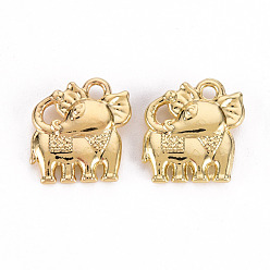 Light Gold Gestelllegierungscharme, cadmiumfrei und bleifrei, Elefant, Licht Gold, 14.5x13x3 mm, Bohrung: 1.8 mm