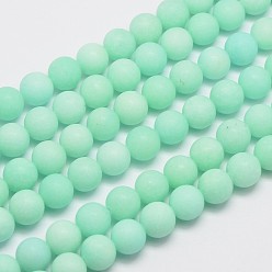 Малайский Нефрит Натуральный Malaysia нефритовые бусы пряди, круглые, имитация амазонит, окрашенные, матовые, 10 мм, отверстие : 1 мм, около 38 шт / нитка, 15 дюйм