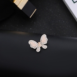 Бабочка Брошь из сплава с имитацией жемчуга, с кристально горный хрусталь, бабочка, 25x20 мм