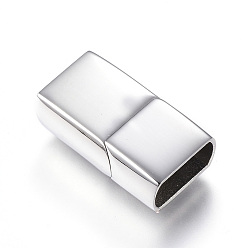 Couleur Acier Inoxydable Résistant au ternissement 304 fermoirs magnétiques en acier inoxydable avec extrémités collées, cuboïde, couleur inox, 23x13x8mm, Trou: 12x6mm