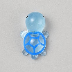 Светло-Голубой Светящиеся кабошоны из прозрачной смолы, светится в темноте, черепаха, Небесно-голубой, 23.5x13.5x9~9.5 мм