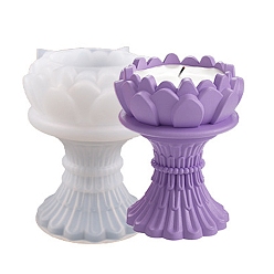 White DIY Lotus Candlesticks Silicone Molds, for Candle Making, White, 8.6x10.65cm