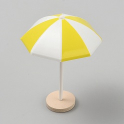 Желтый Миниатюрные украшения для показа в виде пластикового пляжного зонтика, аксессуары для кукольного домика с микро-ландшафтом, притворяясь опорными украшениями, желтые, 40.5x41.5x58.5 мм
