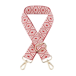 Красный Нейлоновая холщовая сумка с ромбическим узором, лямки для сумок, для замены сумочки или сумки через плечо, красные, 75~145x3.8 см