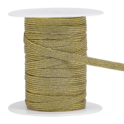 Золотистый Плоский полиэстеровый металлизированный эластичный шнур, с пластиковыми бобин, для аксессуаров для одежды, украшение подарка, золотые, 6 мм, 36 ярдов