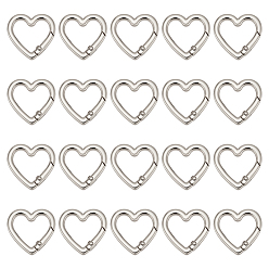 Платина 20шт. сплав пружинных затворных колец, сердце, платина, 28.5x29.5x4 мм
