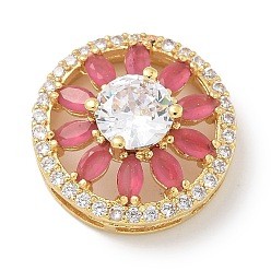 Легкий Лосось Стойка покрытие латунь кубический цирконий стекло плоские круглые многожильные звенья, реальный 18 k позолоченный, долговечный, без свинца и без кадмия, светлый померанцевый, 16x7 мм, отверстие : 1x5 мм