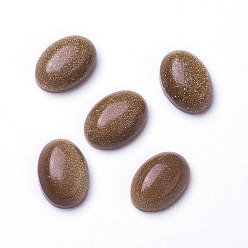 Камень с Пылевым Золотом Синтетические голдстоуновские кабошоны, овальные, 7x5x2~3 мм