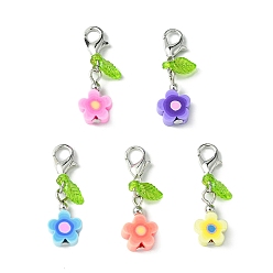 Платина Цветочные подвески ручной работы из полимерной глины, украшения, Подвеска-застежка-когти из прозрачного акрила и сплава в виде листьев, платина, 29 мм