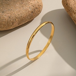 Настоящее золото 18K Минималистичные 304 простые браслеты из нержавеющей стали для женщин, реальный 18 k позолоченный, внутренний диаметр: 2-1/2 дюйм (6.5 см)