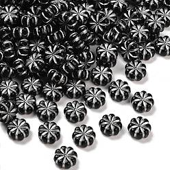 Плоский Круглый Непрозрачные акриловые бусины, серебристого металла, обвитыми, чёрные, плоско-круглые, 13.5x6.5 мм, отверстие : 2.7 мм, Около 684 шт / 500 г