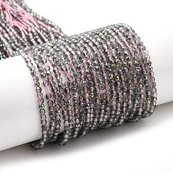 Зеленое Покрытие Прозрачные стеклянные бусины гальваническим пряди, с половиным покрытием, граненые круглые, зеленый покрытием, 2 мм, отверстие : 0.7 мм, около 160~178 шт / нитка, 13.58 ~14.17 дюйм (34.5~36 см)