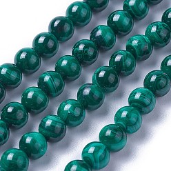 Malachite Synthetic Malachite Beads Strands, Round, 6mm, Hole: 1mm, about 60~68pcs/strand, 15~15.2 inch(38.2~38.8cm)