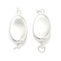 Посеребрённый Матовые латунные застежки для коробок, овальные, долговечный, без свинца и без кадмия, стойки покрытие, 1 нитей, 2-луночное, 925 серебро покрытием, 17.5x8x5.5 мм