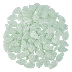 Темный Морско-зеленый 120 шт. Стеклянные подвески, лист прелести, темно-зеленый, 17x10x4 мм, отверстие : 1 мм