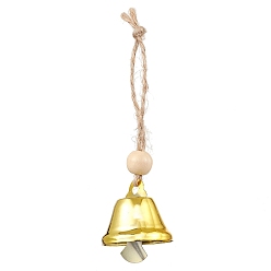 Золотистый Железный колокольчик, деревянные бусины и джутовый шнур для украшения двери дома, золотые, 88~94 мм