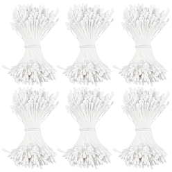 White 6Bundles Gypsum with Cotton Cord Artificial Flower Core, White, 57x2mm, 400pcs/bundle