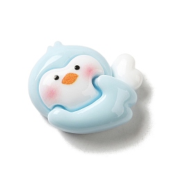 Цыпленок Непрозрачная смола декодирует кабошоны, животное с крылом, голубой, цыпленок, 18x21x8.5 мм