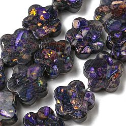 Темно-Фиолетовый Окрашенная натуральная императорская яшма с нитями смоляных бусин, цветок, темно-фиолетовый, 15x16x5.5 мм, отверстие : 1.2 мм, около 12 шт / нитка, 8.46'' (21.5 см)