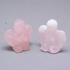 Rose Quartz Rose Quartz Home Decorations, Gemstone Decorations, Angel, Pink, 33~35x32~33x19.5~20.5mm