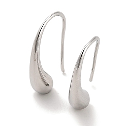 Real Platinum Plated Teardrop Brass Dangle Earring for Women, Real Platinum Plated, 20.5x5mm