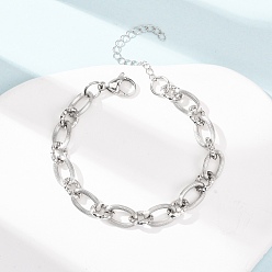 Stainless Steel Color 8MM 304 Stainless Oval Link Chain Bracelets, Tarnish Free, Stainless Steel Color, 7.01 inch(17.8cm)