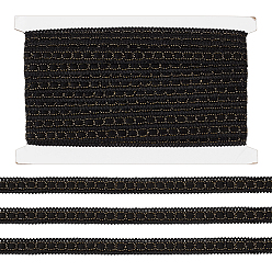 Черный 10 м полиэфирная лента, аксессуары для одежды, плоский, чёрные, 3/8~1/2 дюйм (11~12 мм), около 10.94 ярдов (10 м) / карту