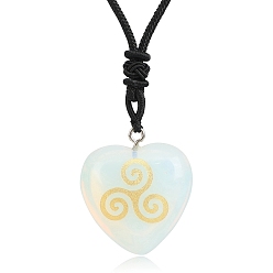 Опал Опаловые ожерелья с подвесками ко дню святого патрика, сердце, 26.77 дюйм (68 см)