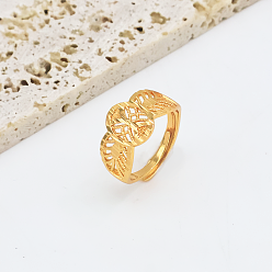 Настоящее золото 18K Винтажные регулируемые латунные открытые кольца-манжеты для женщин, овальные, реальный 18 k позолоченный, 16 mm ~ 20 mm