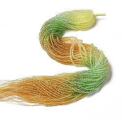 Зеленый Прозрачный градиент цвета стеклянные бусины пряди, граненые круглые, светлый золотарник желтый и зеленый и золотарник, 3x2.8 мм, отверстие : 0.9 мм, около 123 шт / нитка, 14.53'' (36.9 см)