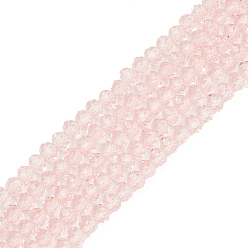 Pink Стеклянные бусины, граненые счеты, рондель, розовые, 2.9~3.3x2 мм, отверстие : 0.8 мм, около 135~140 шт / нитка, 32~34 см