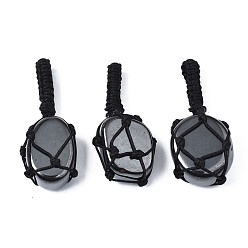 Магнитный Гематит Синтетические магнитные подвески из гематита, с тканой тайваньской нейлоновой нитью, самородки, 40~60x20~27x12~24 мм, отверстие : 10~16 мм