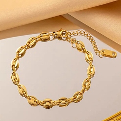 Oval 316 хирургические браслеты-цепочки из нержавеющей стали, цепочка ссылок, реальный 18 k позолоченный, овальные, 7-1/4 дюйм (18.5 см)