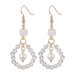 Лавандовый румянец 304 серьги из нержавеющей стали с акриловыми заклепками, плоско-круглые, золотые, лавандовый румянец, 56x22.5 мм